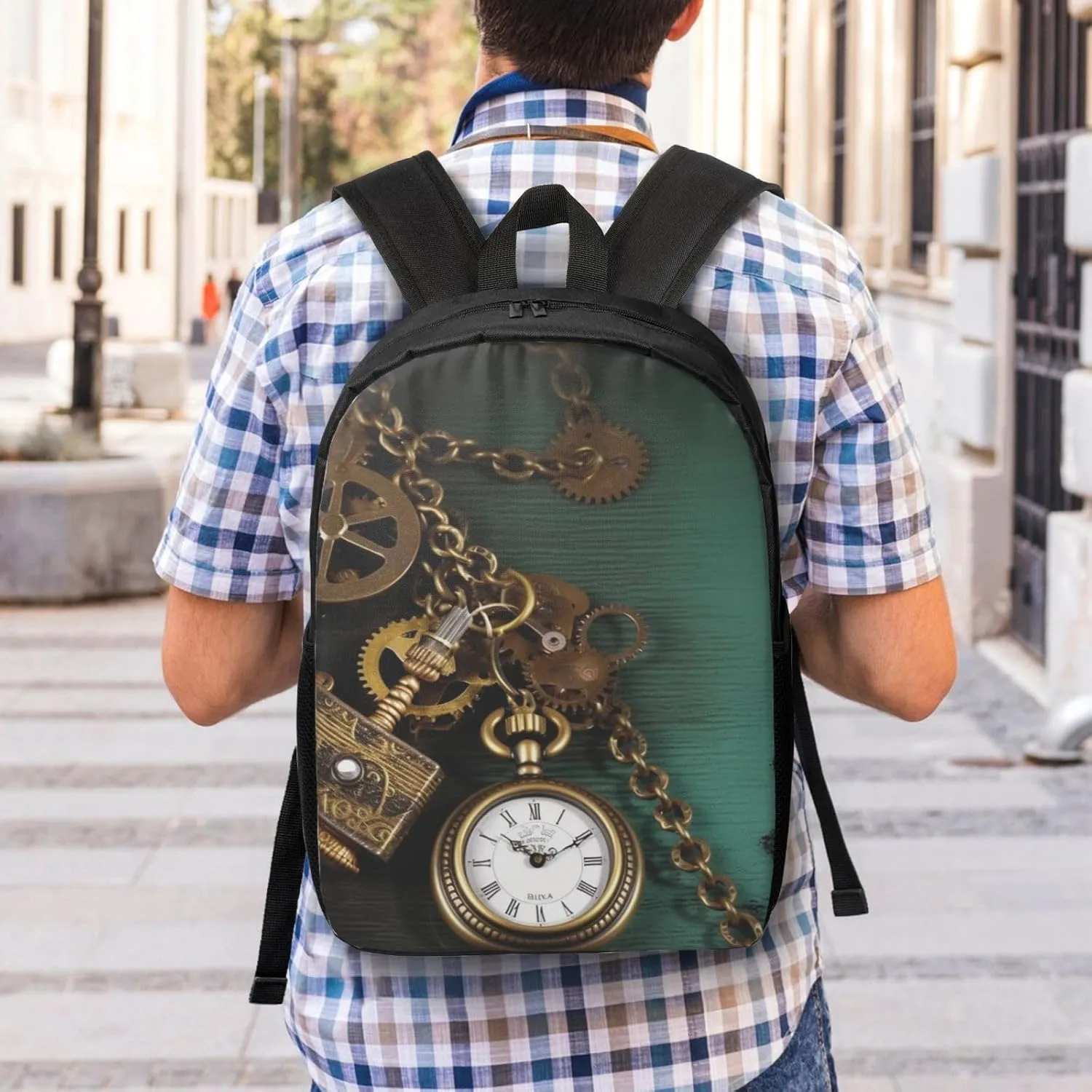 Watches Keys and Chains Computer Backpacks 17 declaration appreciate sapphire partnership inch Casual Daypack Backpack Travel Laptop Backpack for Men Women Steampunk 