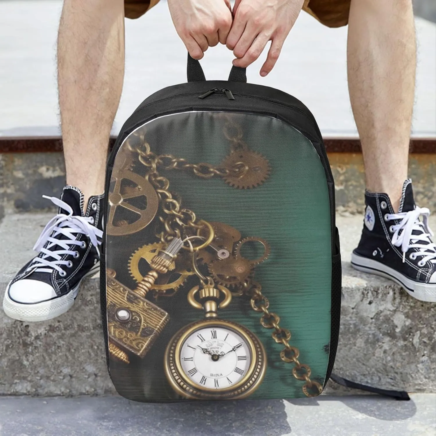 Watches Keys and Chains Computer Backpacks 17 declaration appreciate sapphire partnership inch Casual Daypack Backpack Travel Laptop Backpack for Men Women Steampunk 