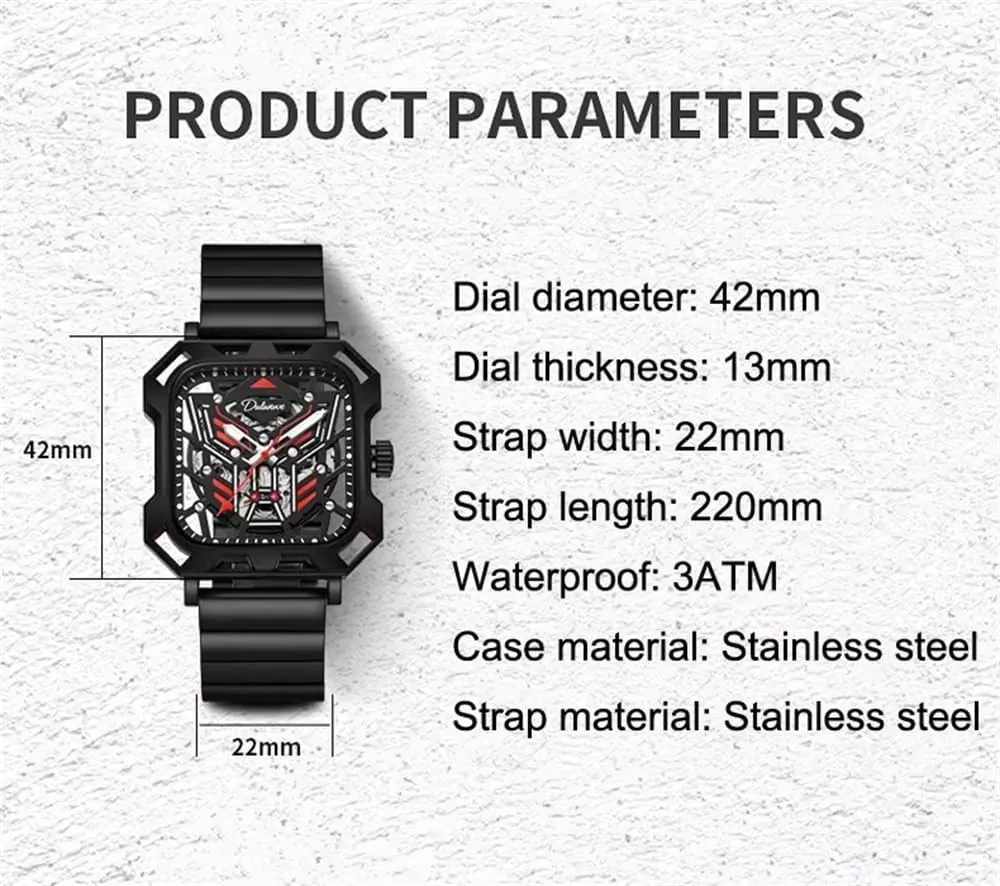 Watches Luxury Sport inventor remove Business Self Winding Watch Man Luminous Skeleton Clock Men Casual Automatic Mechanical 