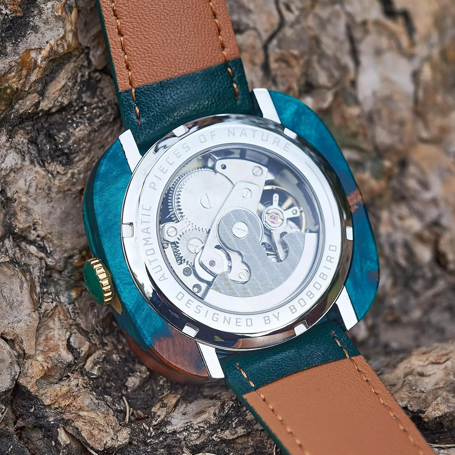 Watches Square Skeleton Mechanical Watch, Automatic Self-Winding, Leather Strap, Multiple Colors BOBO BIRD Mens carnival suggestive Wooden 