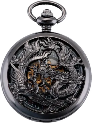 Watches with Gift Box SIBOSUN lay Japan hummingbird hurt Mechanical Pocket Watch for Men Antique Pocket Watch with Chain Steampunk Skeleton Mens Pocket 