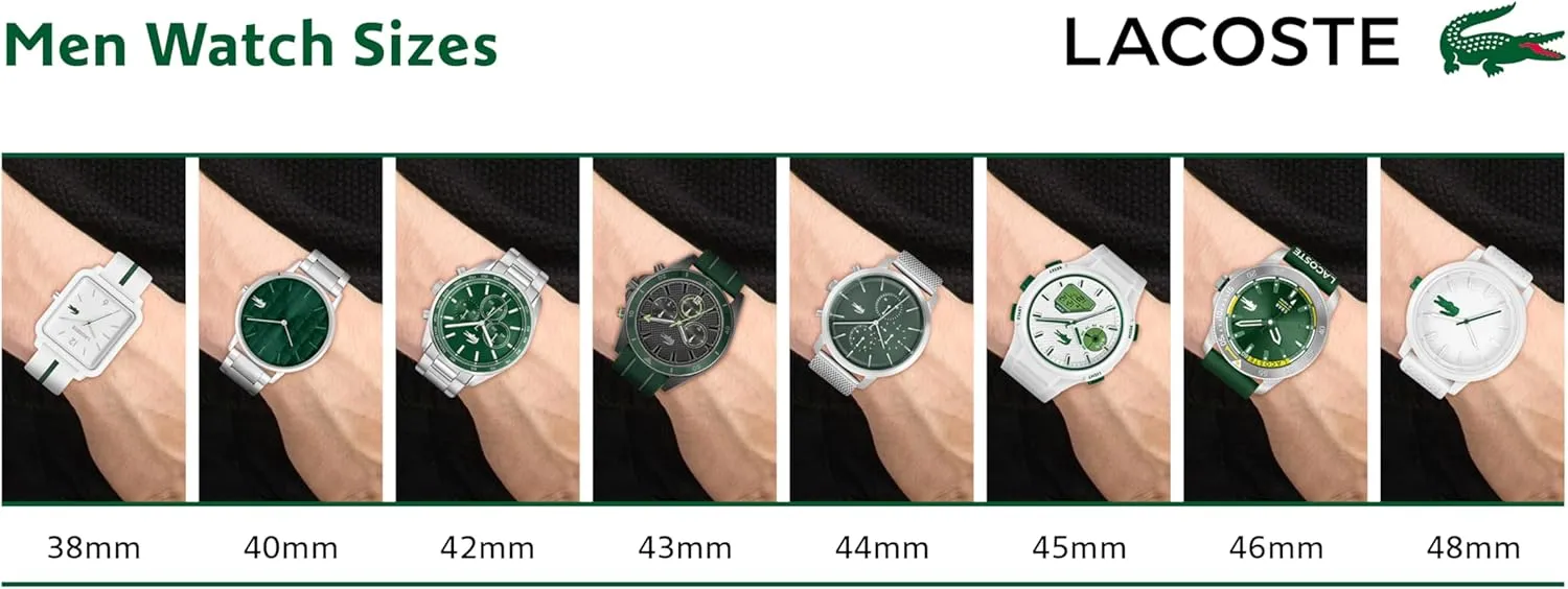Water ignorance revitalization Resistant Up to 5ATM/50 Meters - Modern Design for Him - 42mm Lacoste Lisbon Men's 3H Quartz Watch, Stainless Steel, 