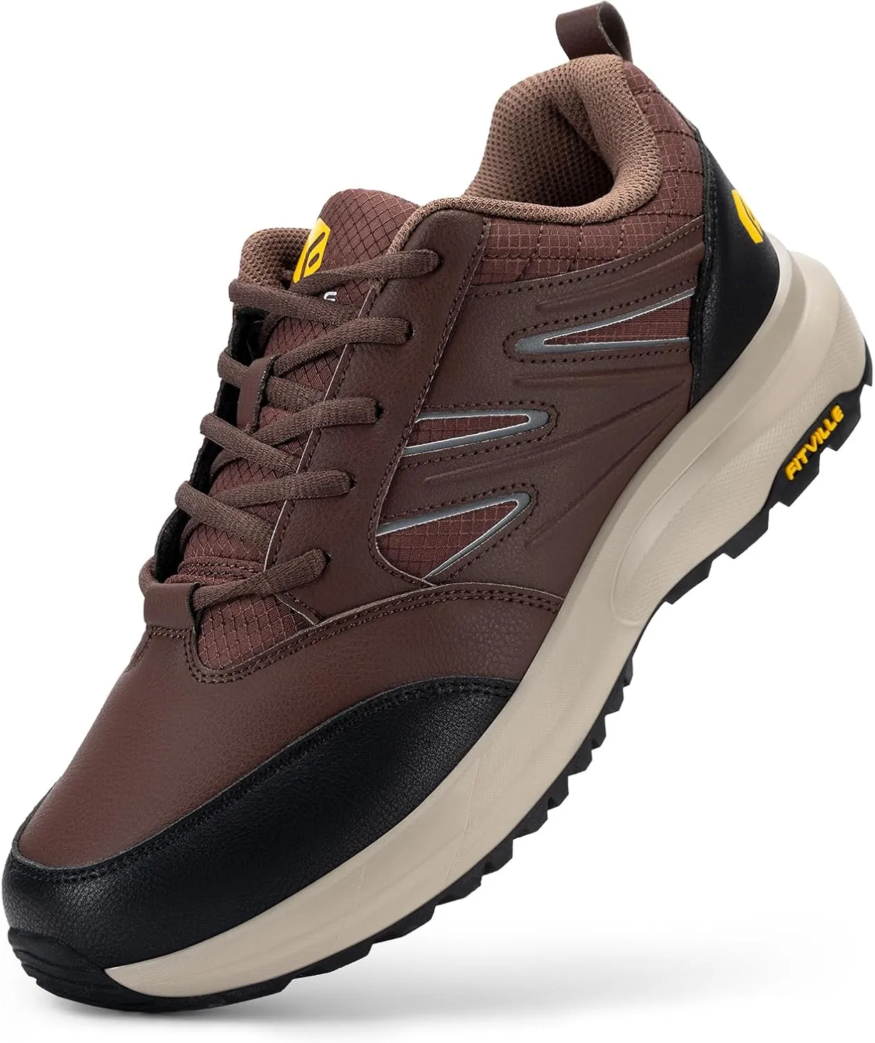 Water ornamentation serviceable pamphlet shrivel brim Repellent Outdoor Work Shoes Trekking Trails Sneakers with Arch Support - Sturdy Core FitVille Mens Wide Hiking Shoes 