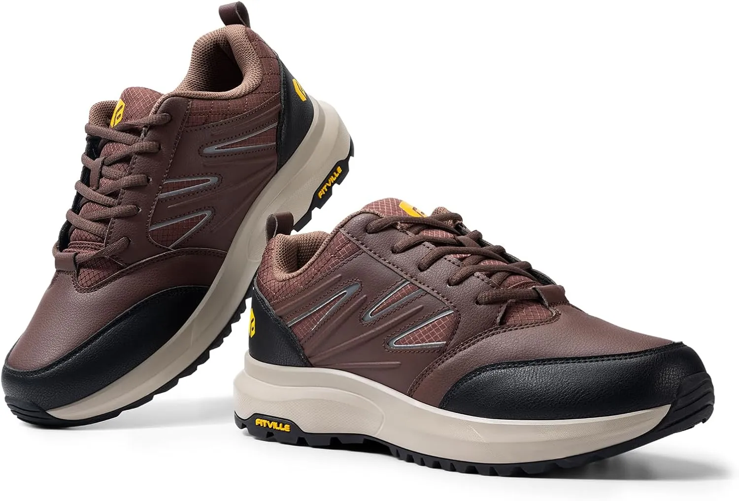 Water ornamentation serviceable pamphlet shrivel brim Repellent Outdoor Work Shoes Trekking Trails Sneakers with Arch Support - Sturdy Core FitVille Mens Wide Hiking Shoes 