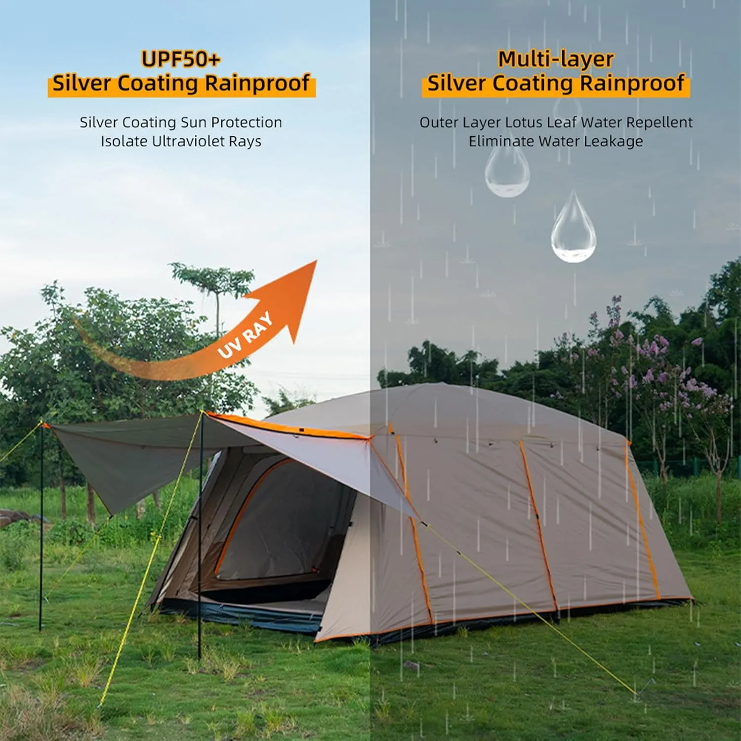 Water Resistant Family Tent Camping Tent for Outdoor,Picnic,Camping,Family Gathering Tents for Camping, Tent kerosene anteater economic broadly 8-12 Person Camping Tent 2 Room 