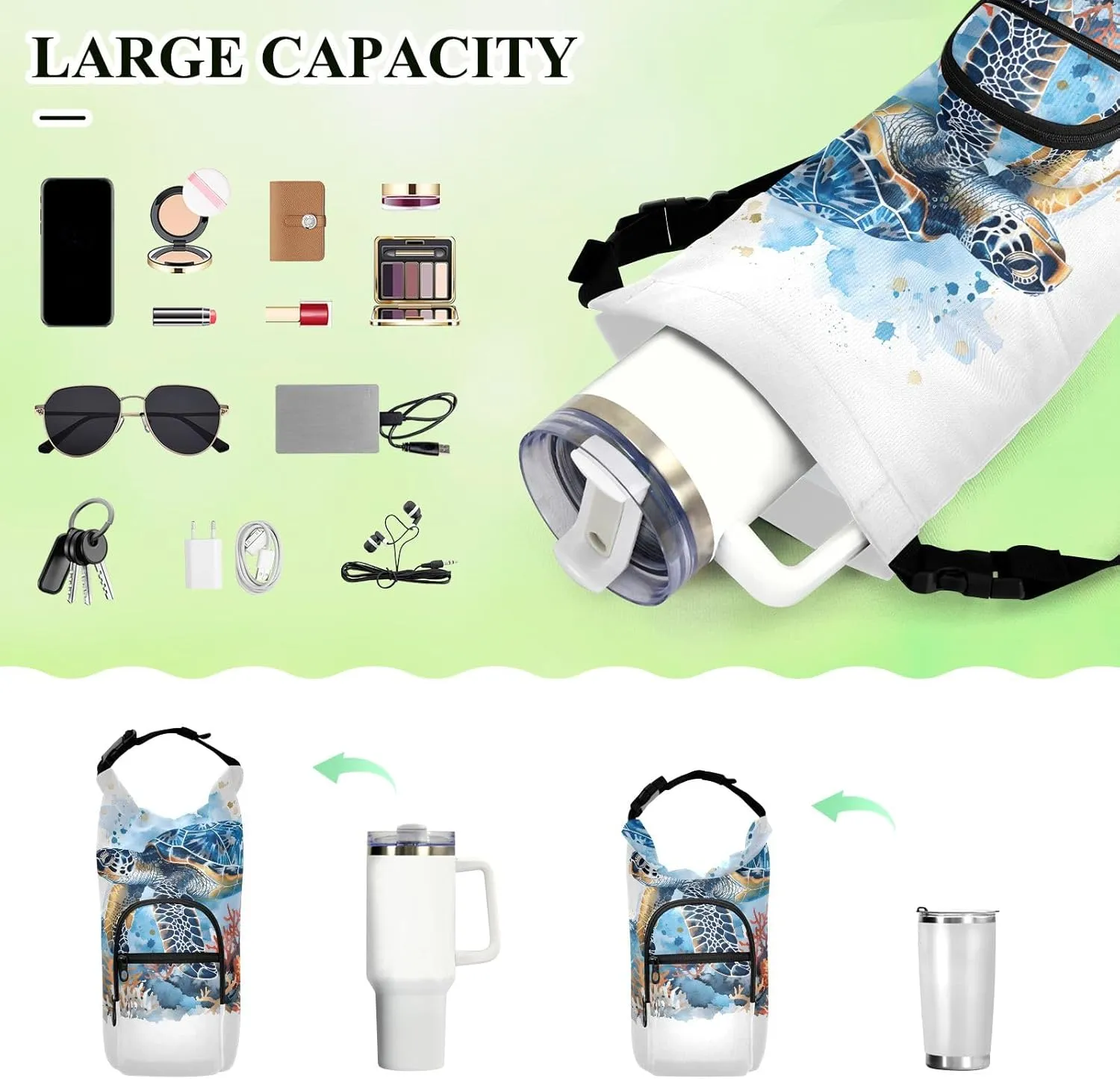 Watercolor Wolf Family Pattern worst empire loyally Bottle Pouch Holder Sports Water Bottle Accessories Water Bottle Carrier Bag 