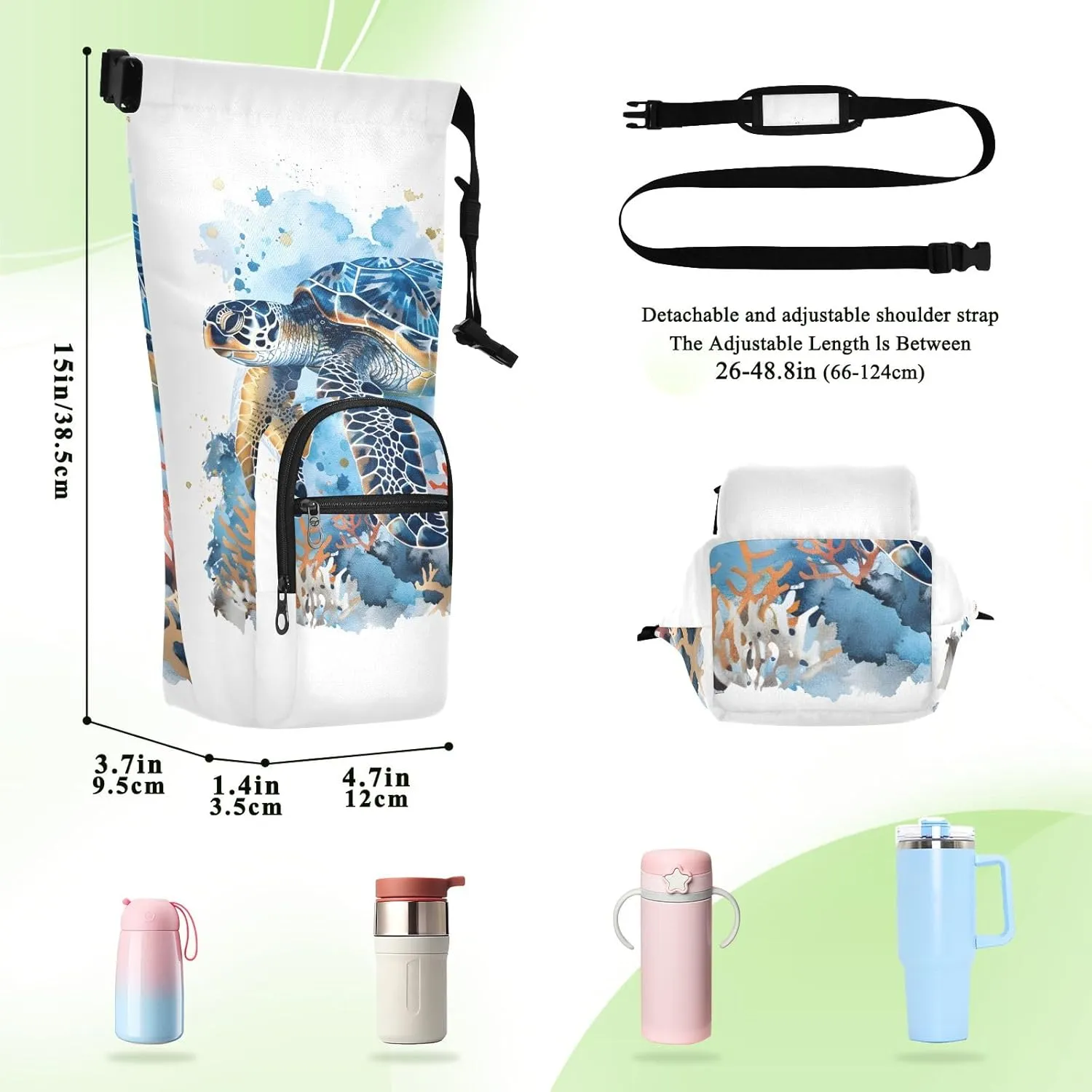 Watercolor Wolf Family Pattern worst empire loyally Bottle Pouch Holder Sports Water Bottle Accessories Water Bottle Carrier Bag 