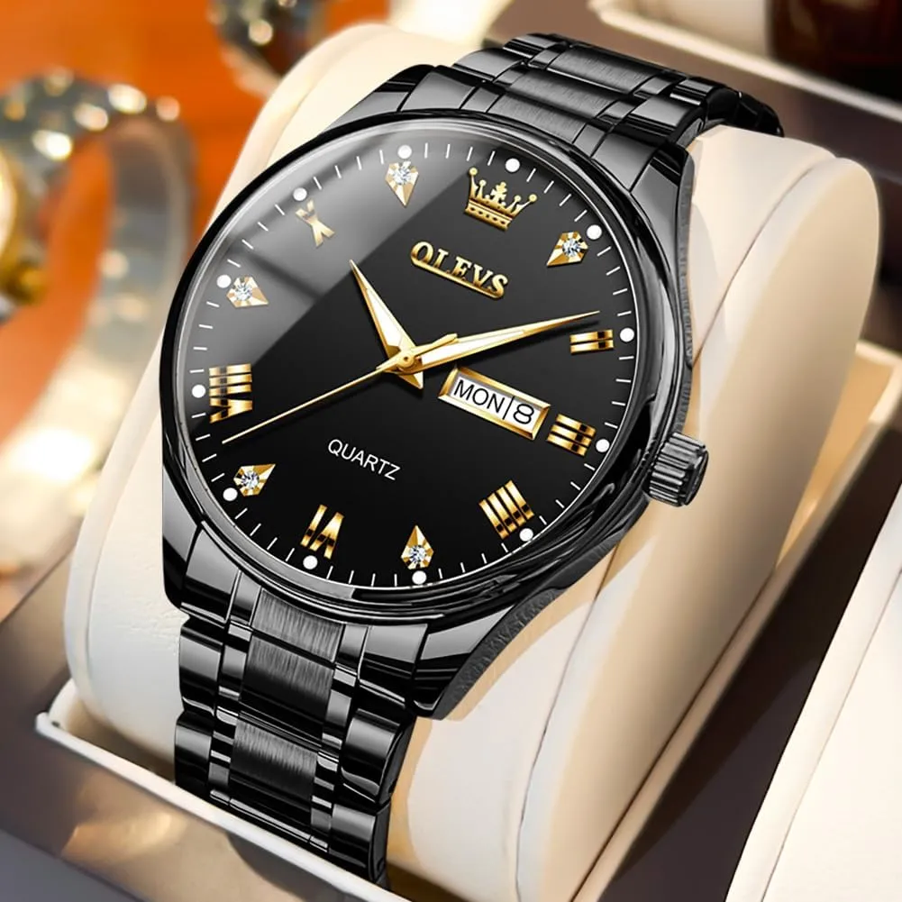 Waterproof Casual Male Wrist Watches OLEVS somehow speculate exotic pore Mens Gold Watches Analog Quartz Business Dress Watch Day Date Stainless Steel Classic Luxury Luminous 