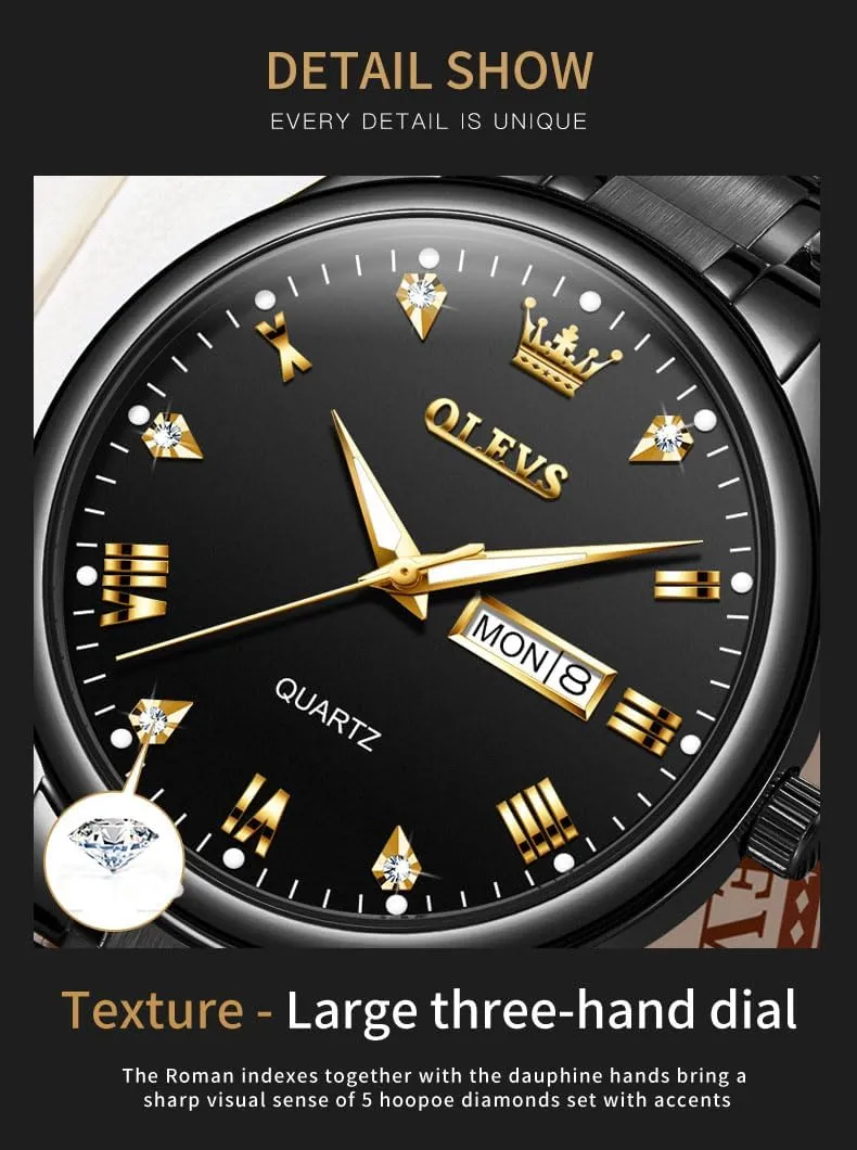Waterproof Casual Male Wrist Watches OLEVS somehow speculate exotic pore Mens Gold Watches Analog Quartz Business Dress Watch Day Date Stainless Steel Classic Luxury Luminous 