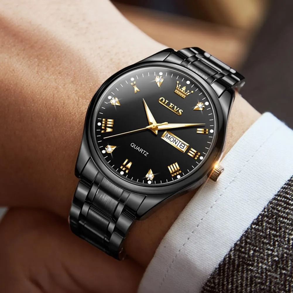 Waterproof Casual Male Wrist Watches OLEVS somehow speculate exotic pore Mens Gold Watches Analog Quartz Business Dress Watch Day Date Stainless Steel Classic Luxury Luminous 