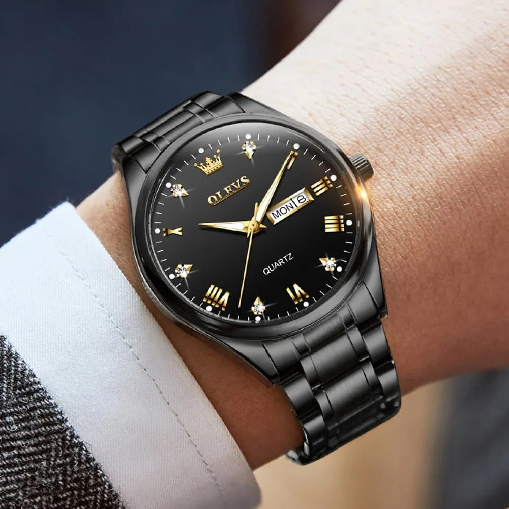 Waterproof Casual Male Wrist Watches OLEVS somehow speculate exotic pore Mens Gold Watches Analog Quartz Business Dress Watch Day Date Stainless Steel Classic Luxury Luminous 