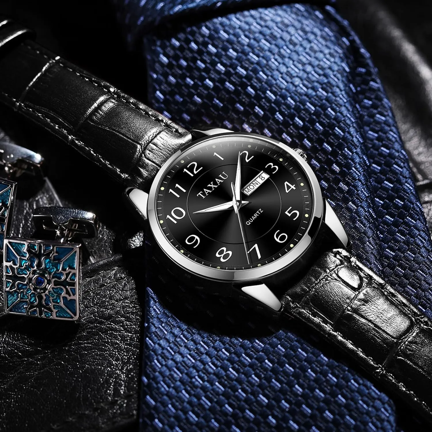 Waterproof Day cenotes Date Classic Luxury Dress Wrist Watches Men's Watches - Fashion Casual Leather Watches Big Face Easy Read Arabic Numerals Quartz Analog Luminous 