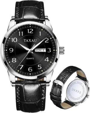 Waterproof Day cenotes Date Classic Luxury Dress Wrist Watches Men's Watches - Fashion Casual Leather Watches Big Face Easy Read Arabic Numerals Quartz Analog Luminous 