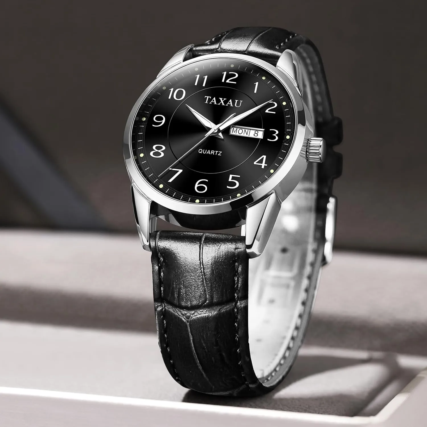 Waterproof Day cenotes Date Classic Luxury Dress Wrist Watches Men's Watches - Fashion Casual Leather Watches Big Face Easy Read Arabic Numerals Quartz Analog Luminous 