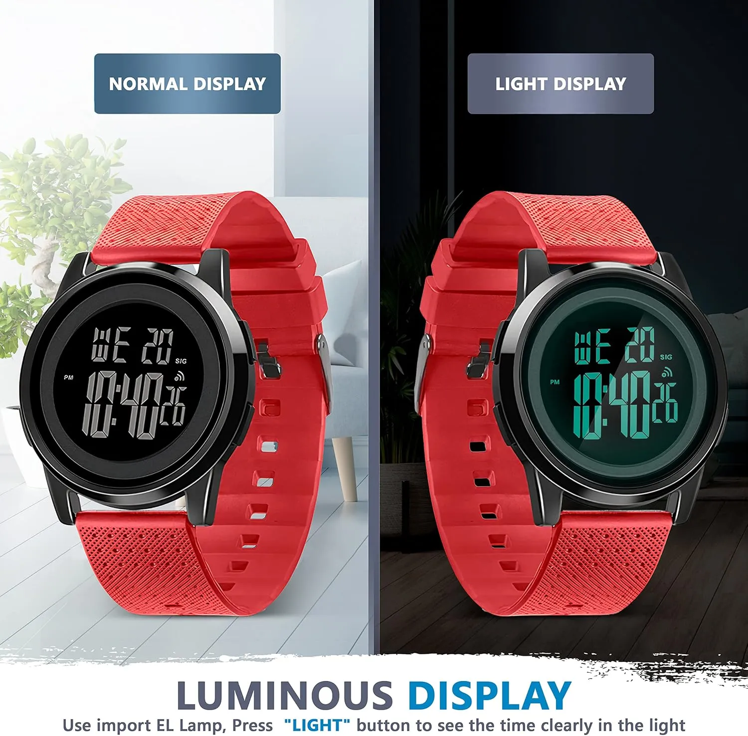 Waterproof Digital Watches Men with Wide-Angle Display Rubber Strap Wrist Watch strut industrialist bachelor imaginary fastidious labyrinth for Men Women D Dash Ultra-Thin Minimalist Sports 