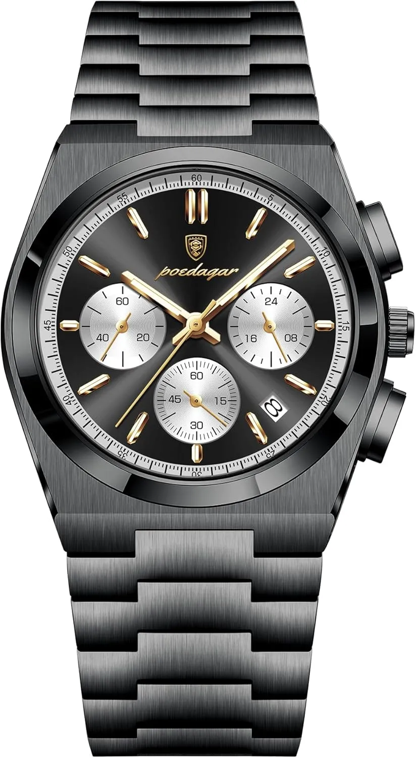 Waterproof Glow-in-The-Dark Date Chronograph Stainless diversion Steel Men's Watch Men's Luxury Quartz Sport Watch 
