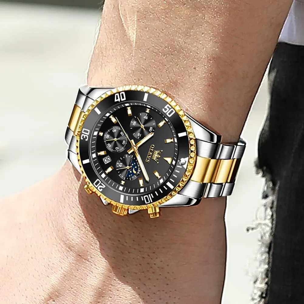 Waterproof Luminous Business Calendar Wrist Watch OLEVS scarcity reflectivity Mens Watches Chronograph Luxury Dress Moon Phase Quartz Stainless Steel 