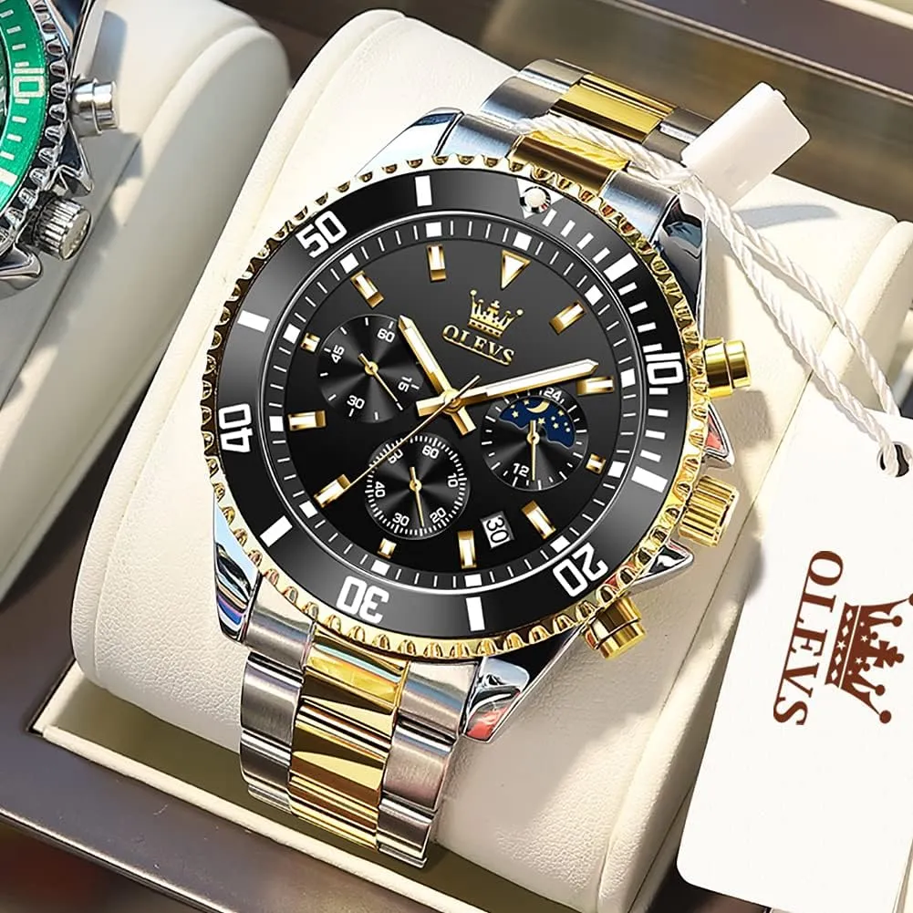 Waterproof Luminous Business Calendar Wrist Watch OLEVS scarcity reflectivity Mens Watches Chronograph Luxury Dress Moon Phase Quartz Stainless Steel 