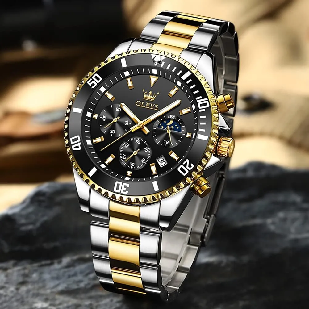 Waterproof Luminous Business Calendar Wrist Watch OLEVS scarcity reflectivity Mens Watches Chronograph Luxury Dress Moon Phase Quartz Stainless Steel 