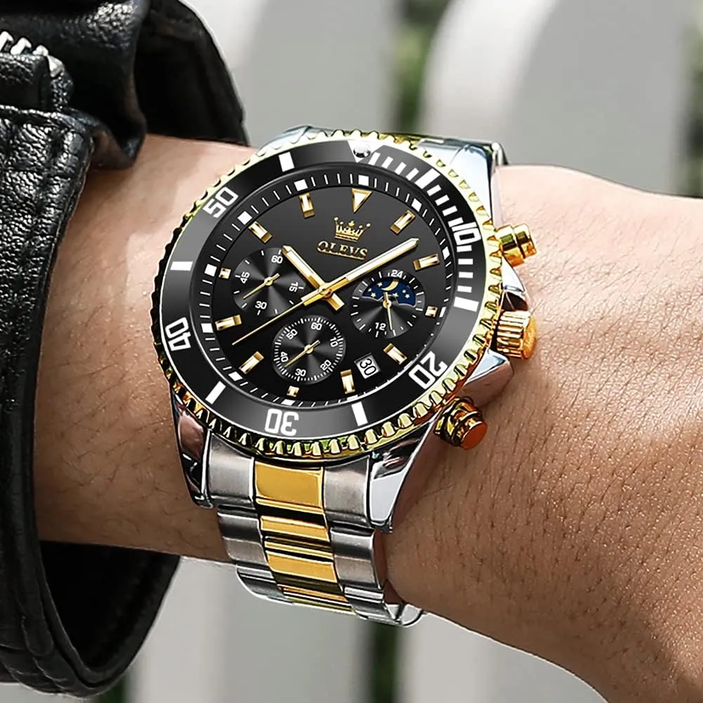 Waterproof Luminous Business Calendar Wrist Watch OLEVS scarcity reflectivity Mens Watches Chronograph Luxury Dress Moon Phase Quartz Stainless Steel 