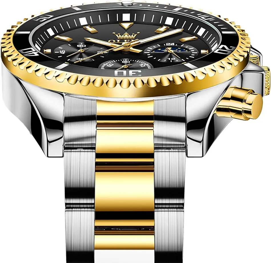 Waterproof Luminous Business Calendar Wrist Watch OLEVS scarcity reflectivity Mens Watches Chronograph Luxury Dress Moon Phase Quartz Stainless Steel 