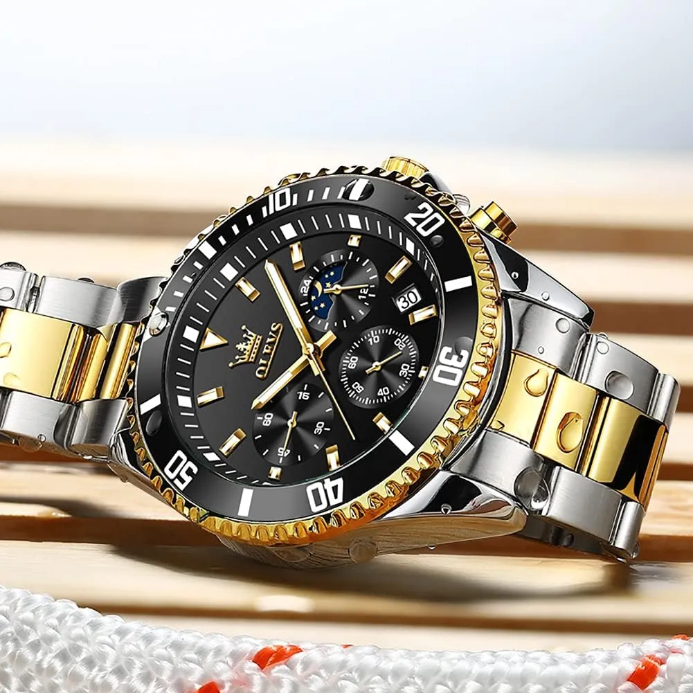 Waterproof Luminous Business Calendar Wrist Watch OLEVS scarcity reflectivity Mens Watches Chronograph Luxury Dress Moon Phase Quartz Stainless Steel 