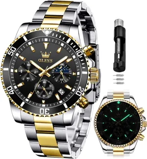 Waterproof Luminous Business Calendar Wrist Watch OLEVS scarcity reflectivity Mens Watches Chronograph Luxury Dress Moon Phase Quartz Stainless Steel 