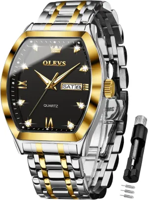 Waterproof Luminous OLEVS Square Watches for imitation exclusively Men Diamond Analog Quartz Stainless Steel Big Face Business Luxury Dress Mens Wrist Watch with Date 