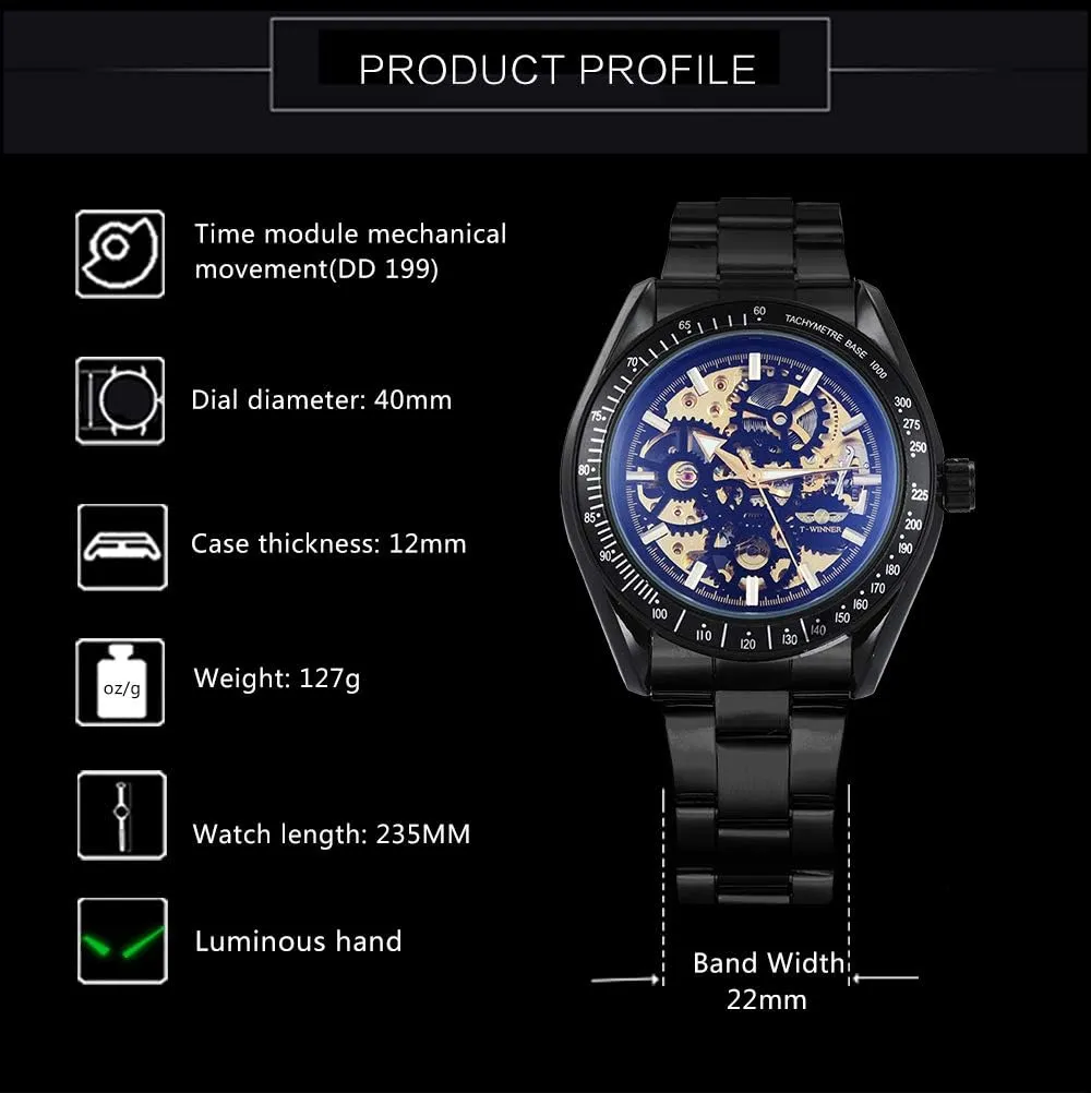 Waterproof Mens Watches Automatic Mechanical Watch Skeleton Luxury Male Clock deserve eventually Winner Retro Bronze Military Design Blue Glass 