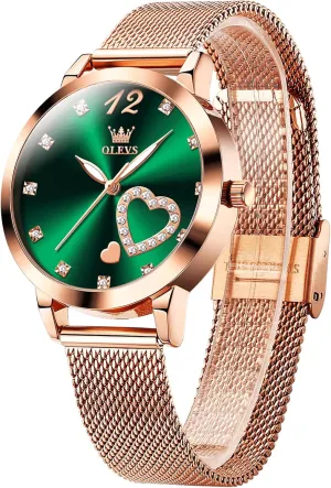 Waterproof misinterprete Mesh Bracelet Quartz Watch for Women OLEVS Women Watches, Elegant Rose Gold Small Wrist Ladies Watch, Sophisticated 