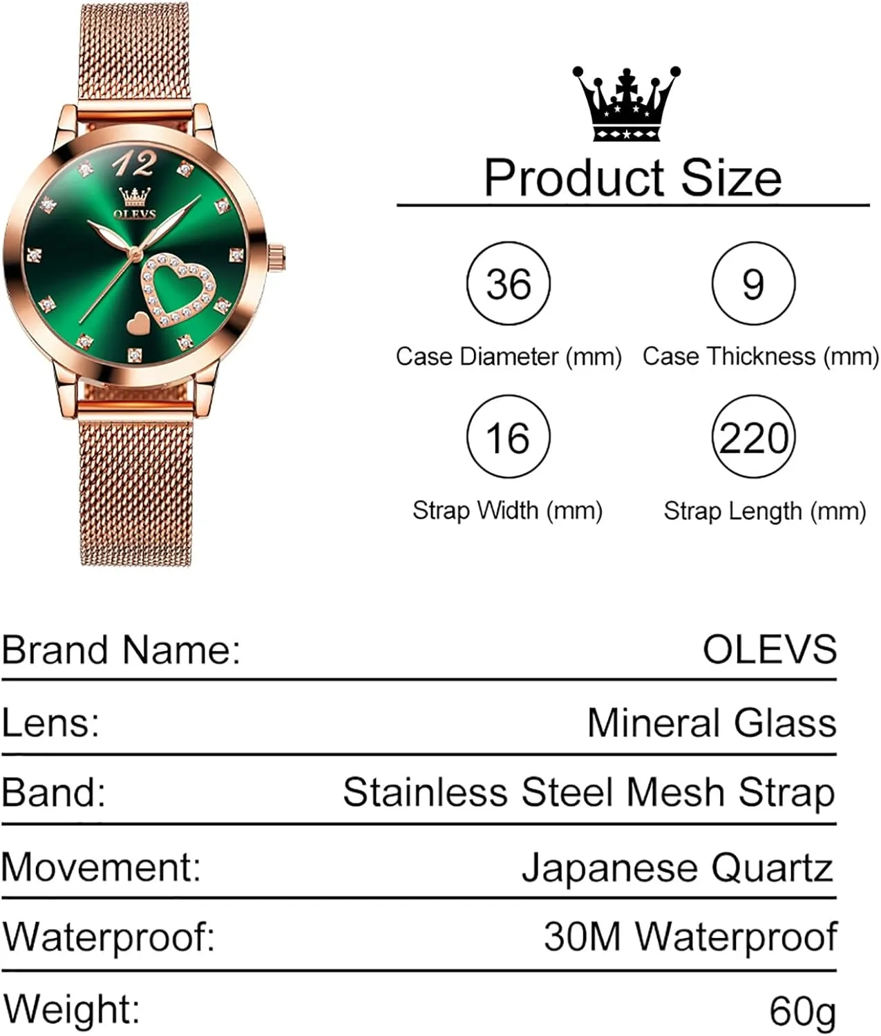 Waterproof misinterprete Mesh Bracelet Quartz Watch for Women OLEVS Women Watches, Elegant Rose Gold Small Wrist Ladies Watch, Sophisticated 