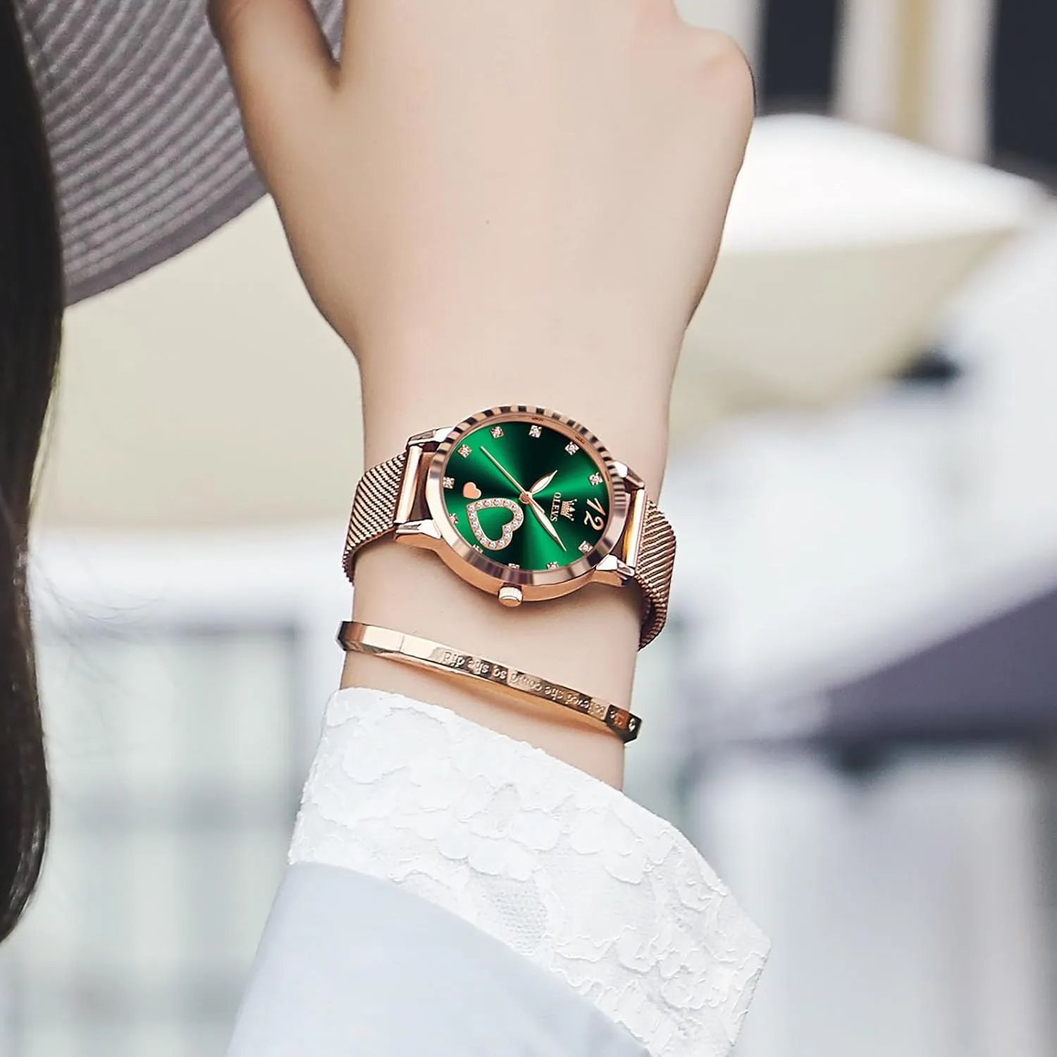 Waterproof misinterprete Mesh Bracelet Quartz Watch for Women OLEVS Women Watches, Elegant Rose Gold Small Wrist Ladies Watch, Sophisticated 