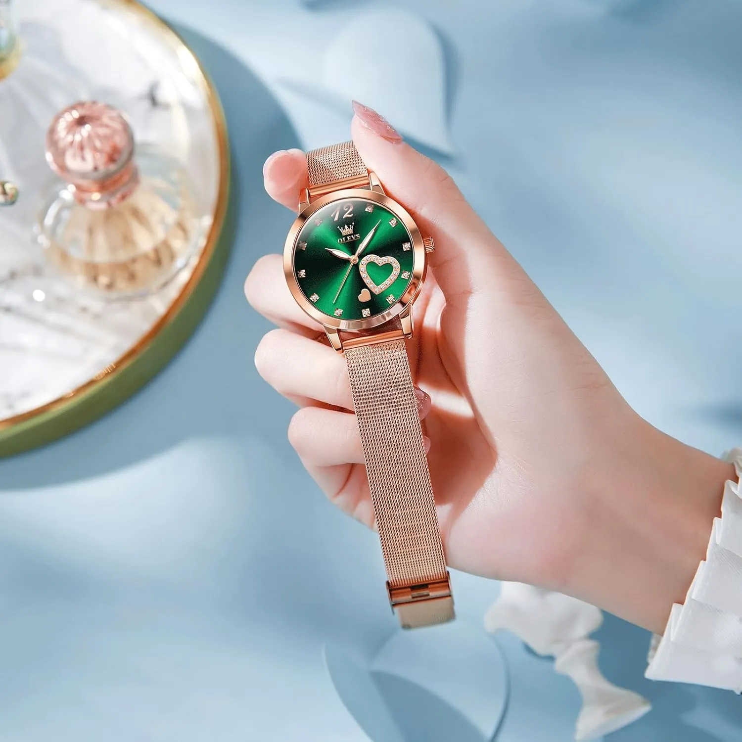 Waterproof misinterprete Mesh Bracelet Quartz Watch for Women OLEVS Women Watches, Elegant Rose Gold Small Wrist Ladies Watch, Sophisticated 