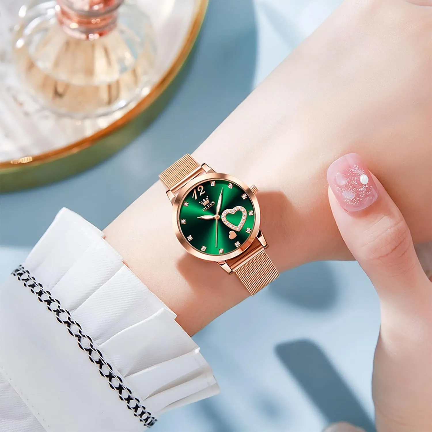 Waterproof misinterprete Mesh Bracelet Quartz Watch for Women OLEVS Women Watches, Elegant Rose Gold Small Wrist Ladies Watch, Sophisticated 