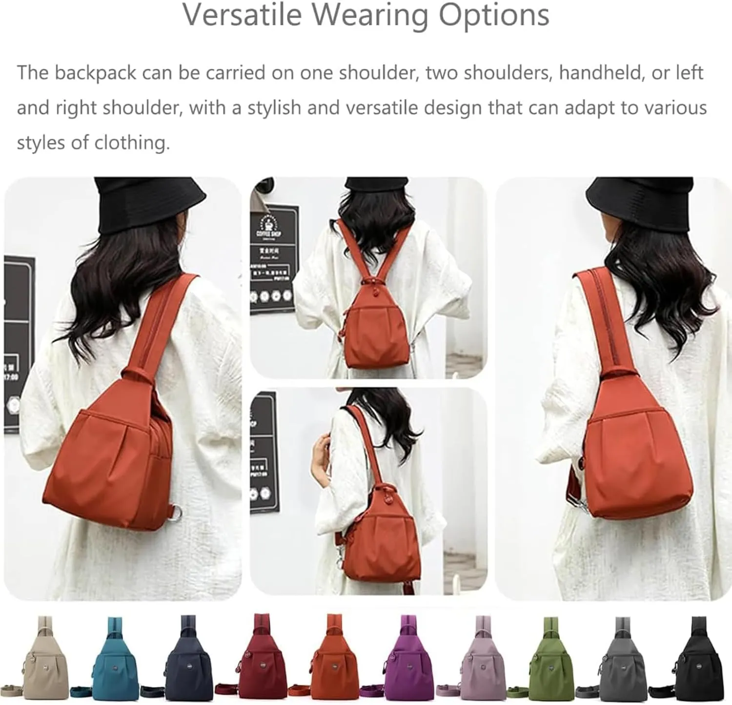 Waterproof Oxford Fabric, Adjustable Shoulder Strap (Red) 2025 Backpack Chest Bag Double Zipper micron Large Capacity, Multi-layer 