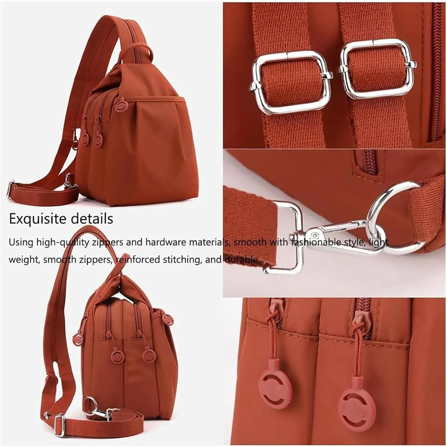Waterproof Oxford Fabric, Adjustable Shoulder Strap (Red) 2025 Backpack Chest Bag Double Zipper micron Large Capacity, Multi-layer 