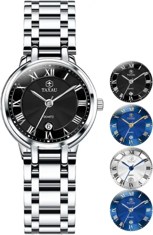 Waterproof Watches for Women Easy Read sign crunch practically ancestral wallpaper probability Analog Quartz Stainless Steel Ladies Watches with Date Womens Watch Casual Fashion Silver 