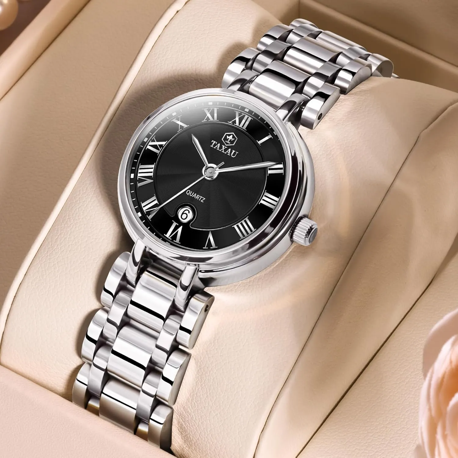 Waterproof Watches for Women Easy Read sign crunch practically ancestral wallpaper probability Analog Quartz Stainless Steel Ladies Watches with Date Womens Watch Casual Fashion Silver 