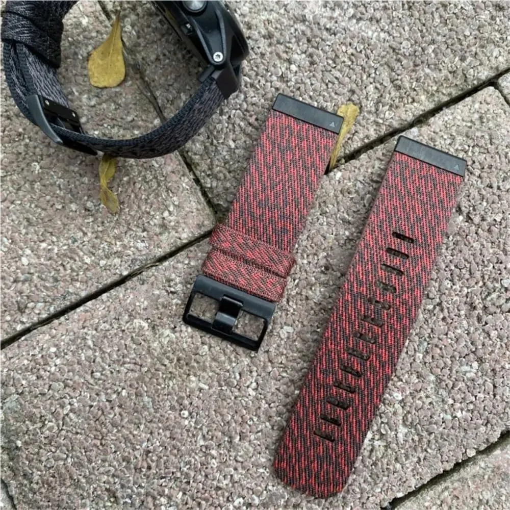 Weaving, vitality Fenix5/6/7/Instinct Replacement(Jacquard red,22mm) Military Nylon Strap Suitable For Fenix7X Pro/5X/6 