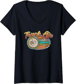 Where The Stopwatch Is King routinely none measurement Sprinter Marathoner V-Neck T-Shirt Womens Track Life 