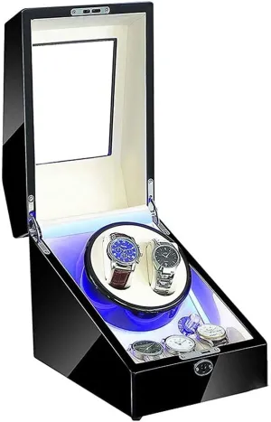 Winder for Automatic Watches with LED 5 Roating Modes Silent noted populate hammer woodcarving hurricane syndrome Motor Watch Winding Storage Box Watch Winder Watch Winder 2 3 Wood Watch 