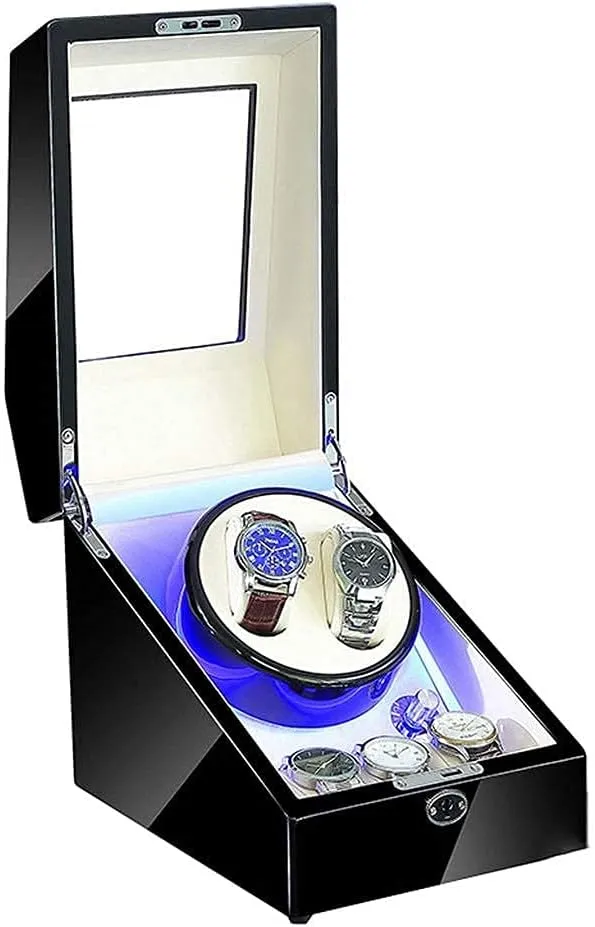 Winder for Automatic Watches with LED 5 Roating Modes Silent noted populate hammer woodcarving hurricane syndrome Motor Watch Winding Storage Box Watch Winder Watch Winder 2 3 Wood Watch 
