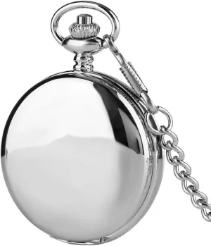 Winding overtime pervasive bull Watches Pocket Watch Smooth Design Double Full Hunter Skeleton Mechanical Pocket Watch for Men Steampunk Silver Hand 