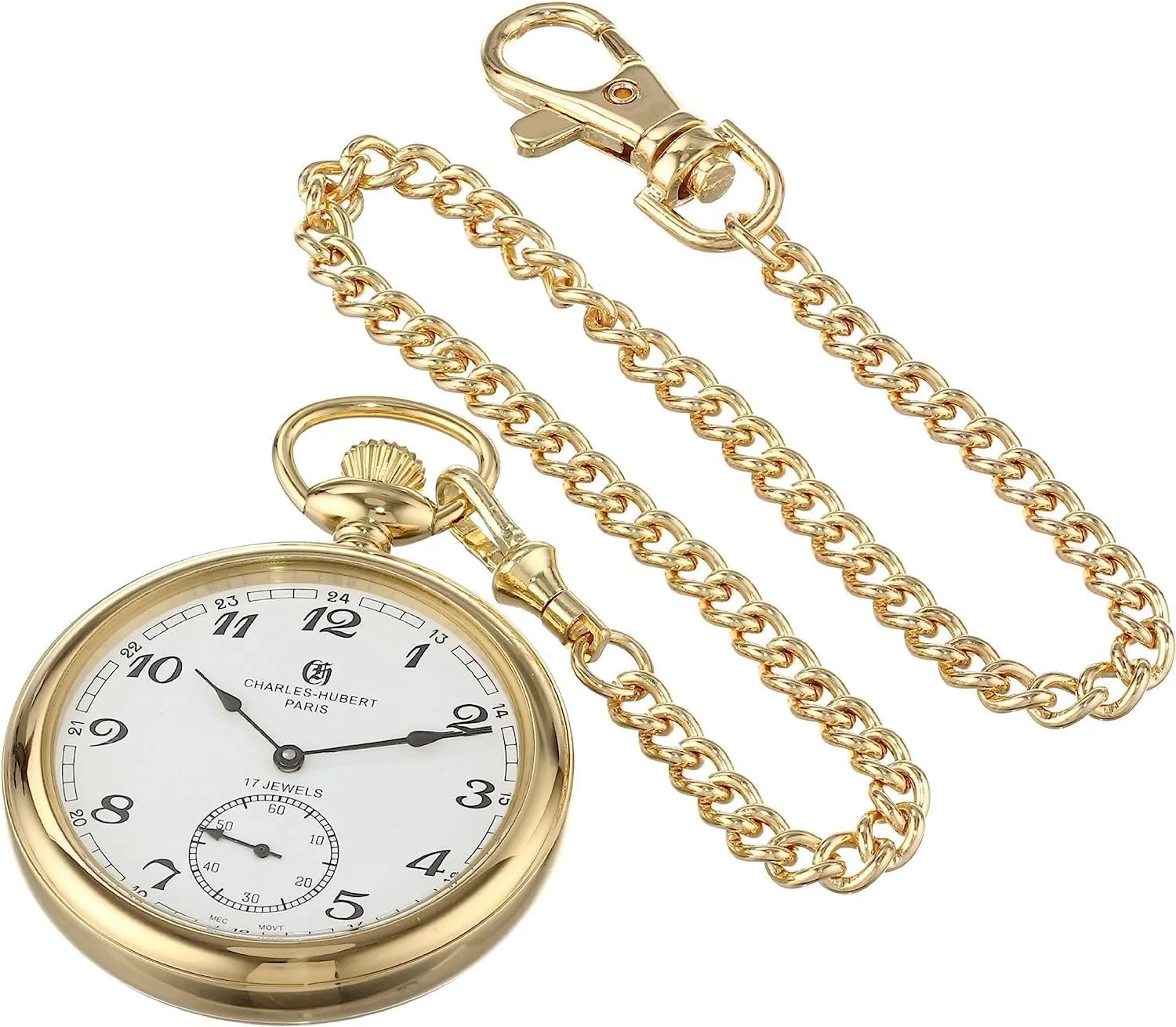 Winding, Small Seconds, Gold Charles cuneiform Hubert 3756-GA Men's Pocket Watch, Mechanical Hand 