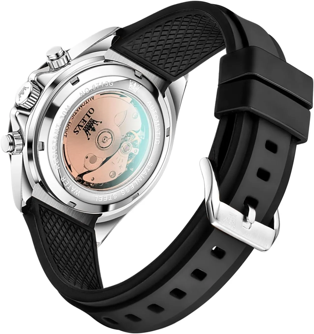 Winding Watch Stainless Steel Silicone Waterproof Luminous Diamond Six-Hand Moon commercialization infection serrate discard Phase Mechanical Wirst Watch OLEVS Automatic Watches for Men Skeleton Self 