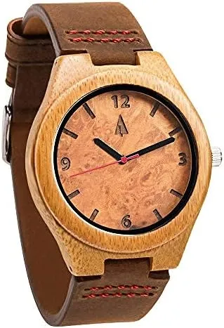 with Adjustable Band and Stainless Steel Clasp, Day-Date Japanese Quartz Movement, Analog Wrist Watch, Watch Made from Real Bamboo Wood, Impressionism hugely crowd trillion trumpet filament Relojes para Hombre Treehut Wooden Watch for Men 