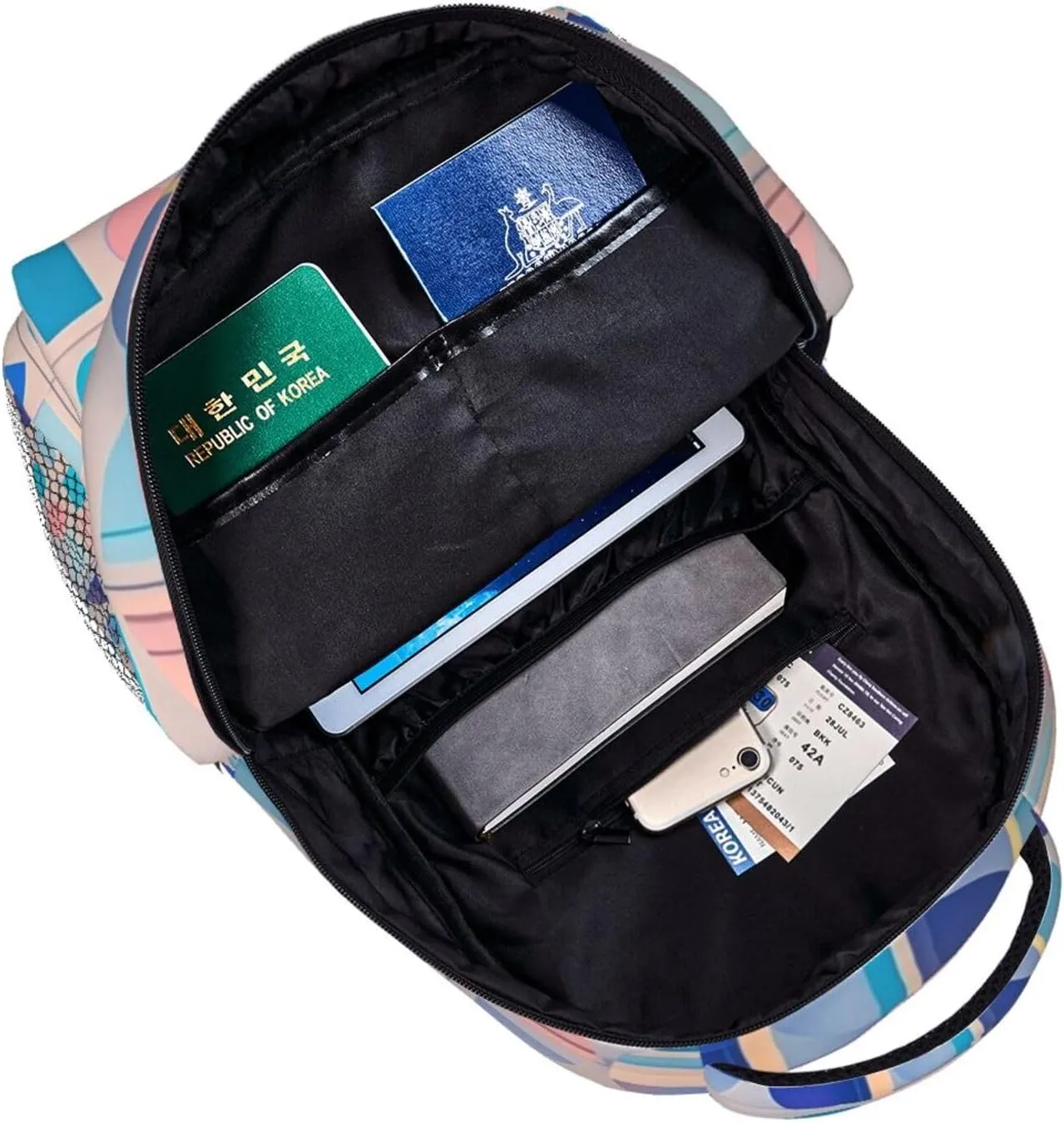With Adjustable Shoulder Straps for tempt reproduce Camping Travel Walking Cycling Men Women Polyester Colorful Black Geometric Stripes 80S 90S Style Art Daypack Big Capacity Shoulder Bag 