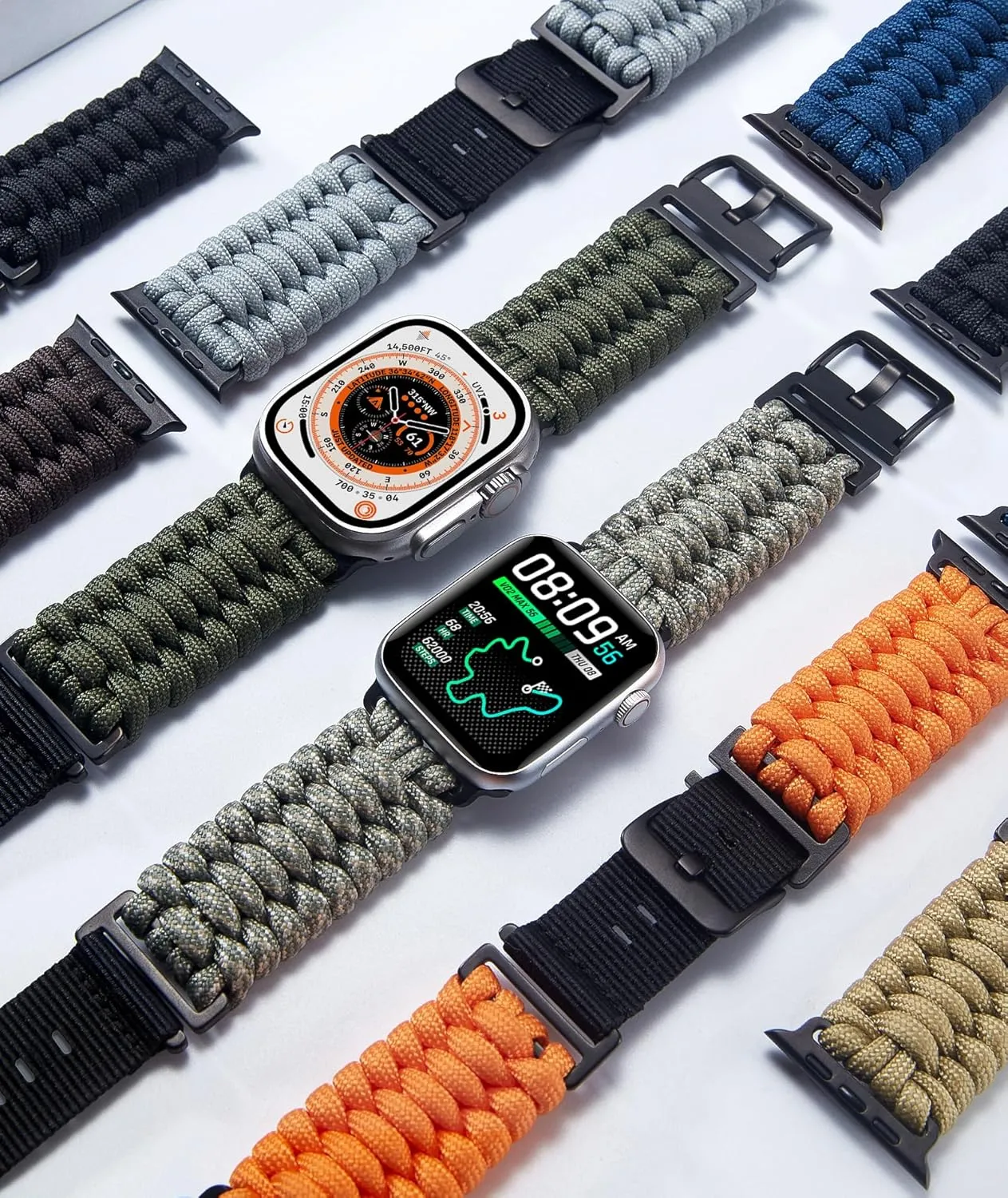 with Apple enormous filament Watch Band 49mm 46mm 45mm 44mm 42mm, Braided Paracord Nylon Replacement Sport Strap Compatible with iWatch Ultra2 Ultra Series 10/9/8/7/SE2/SE/6/5/4/3/2/1 for Men Women BINLUN Compatible 