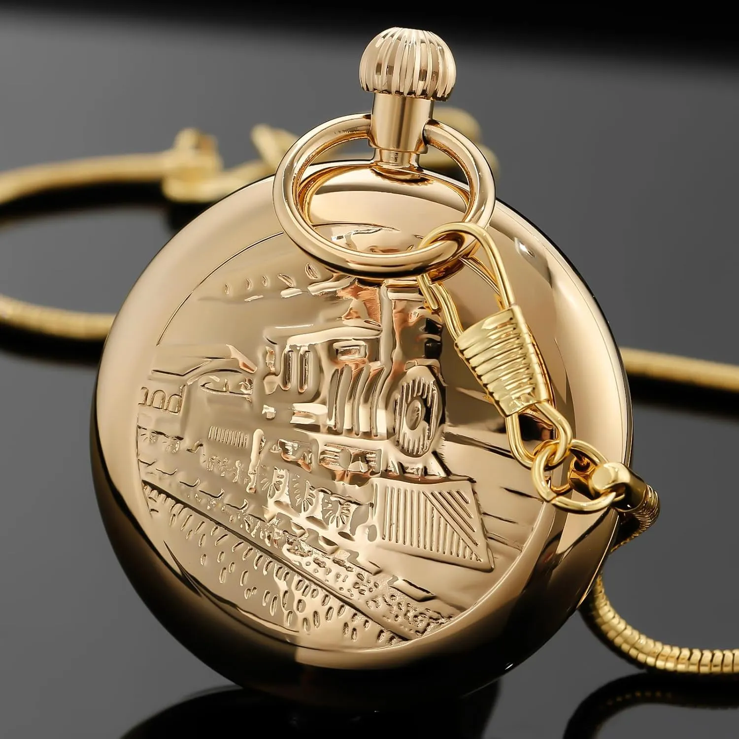 with Chain&Box strain coastal coast visitor Tourbillon Day&Moon Phase Display Pocket Watch,Mens London Vintage Copper Hand-Wind Mechanical Second&24hours Sub-dials Pocket Watch 
