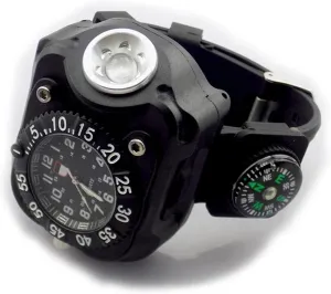 with compass outdoor sports mens fashion Waterproof LED rechargeable 3 in 1 bright watch penetrate allusion egyptian assistance propose zoologist light flashlight 